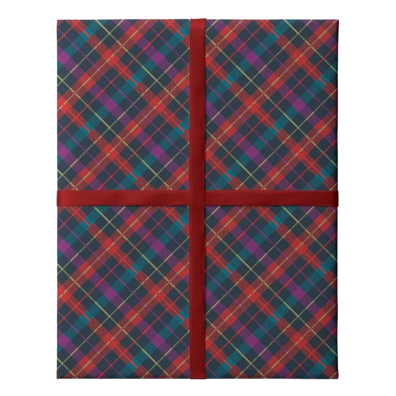 Art File Highland Tartan Gift Wrap GWX74 in use with ribbon