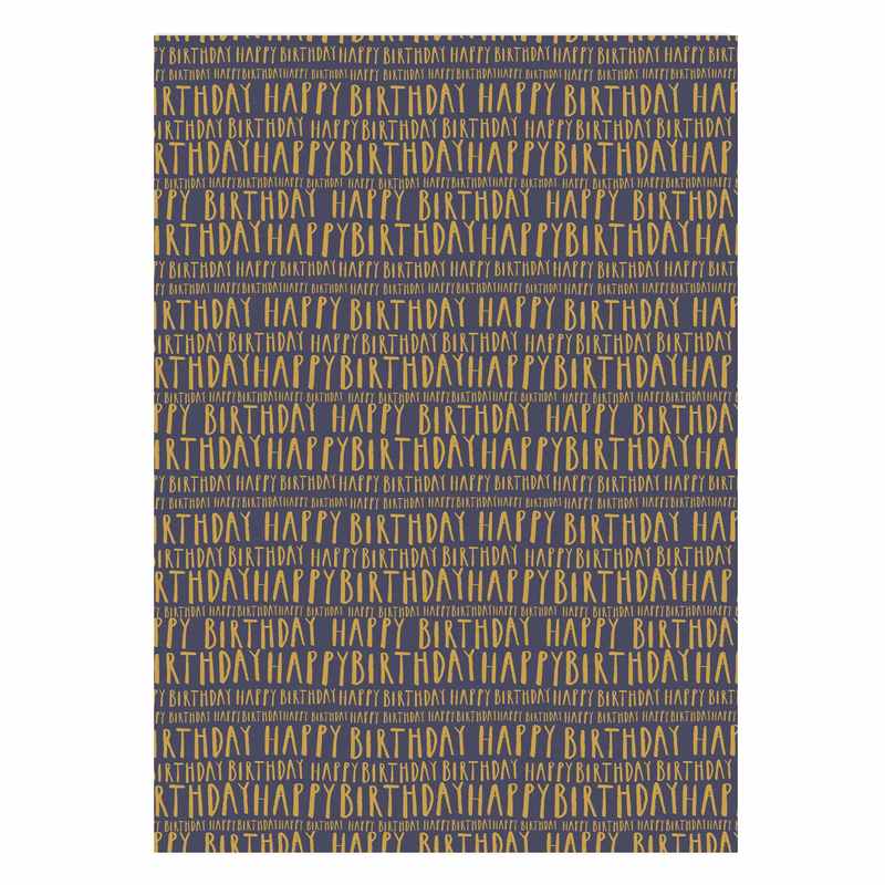 Art File Just My Type Happy Birthday Gift Wrap Navy GW108 front