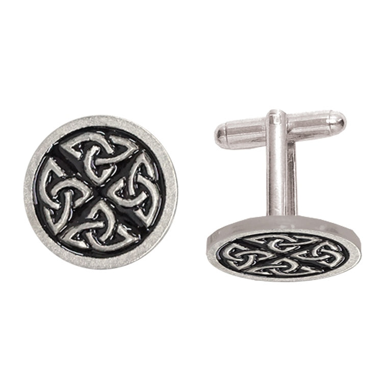 Art Pewter Silver Round Celtic Saltire Cufflinks 114 pair