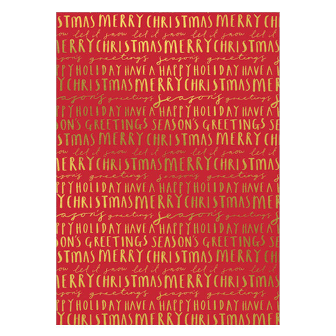 Art File Christmas Gift Wrap Sheet Gold Text On Red main