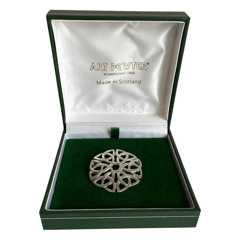 Art Pewter Celtic Knotwork Interlace Brooch 160 box open