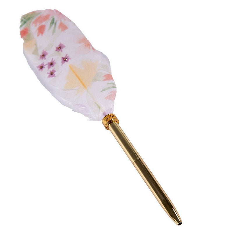ArteBene Feather Pen Floral Art on White 230112 angled