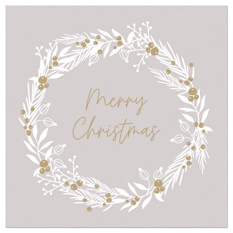 ArteBene Paper Napkins Merry Christmas Gold on White 133135 front