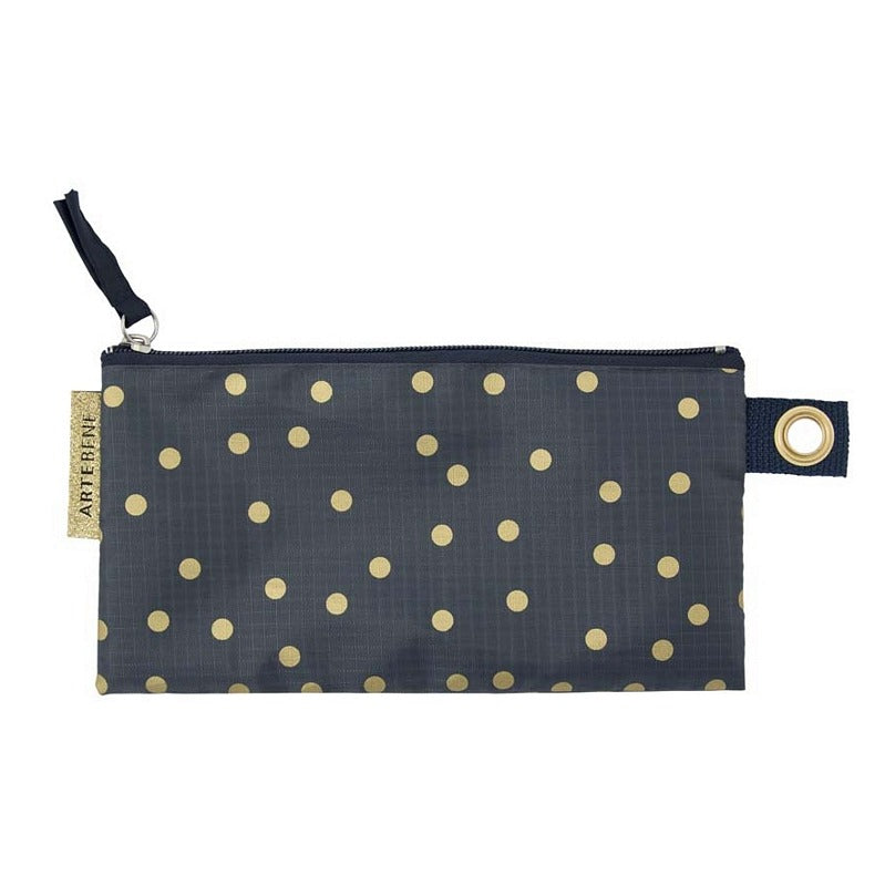 ArteBene Pencil Pouch Dark Grey with Gold Spots 240623 front