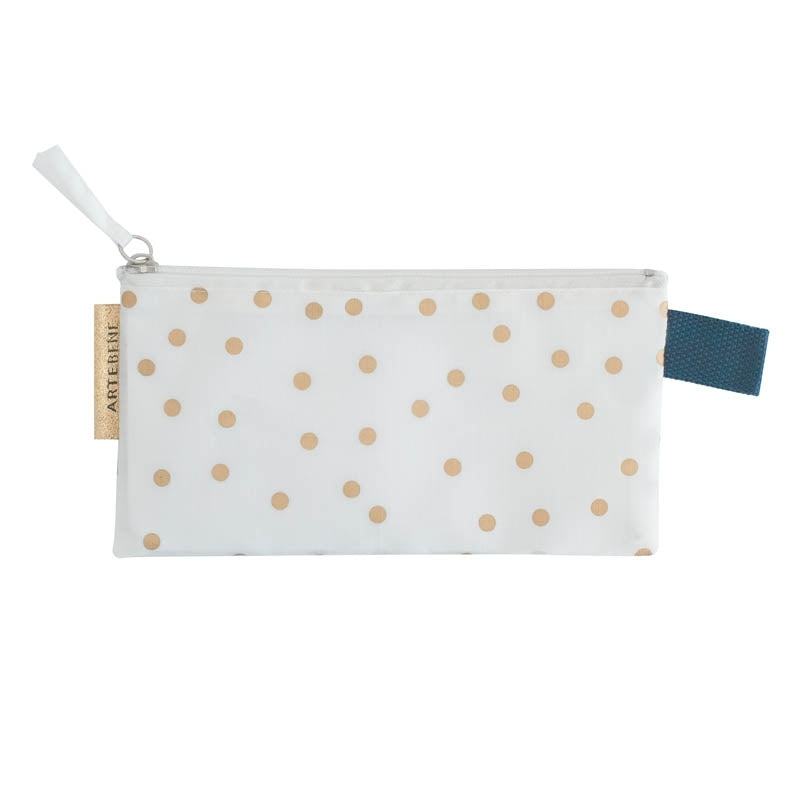 ArteBene Pencil Pouch White with Gold Spots 240554 front