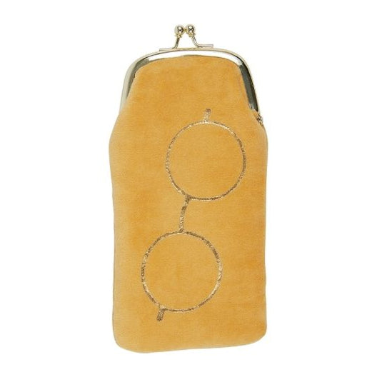 Artebene Glasses Case Yellow Velvet With Gold Spectacles Motif 210563 front