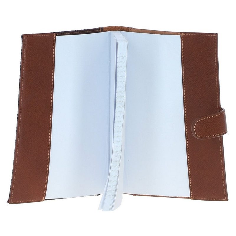 Ashwood A5 Notebook Tan Leather and Navy Tweed TW-19 open