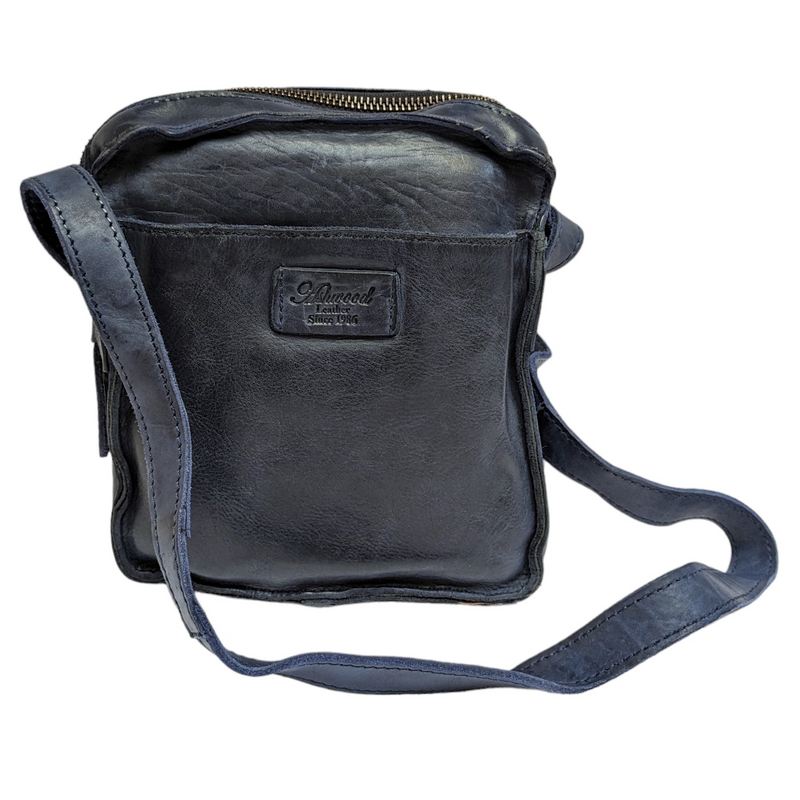 Ashwood Leather Crossbody Bag Medium Navy D-101 NAVY front with strap