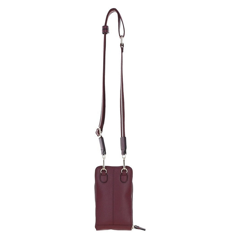 Ashwood Leather Crossbody Phone Bag Wine X-31 hanging rear