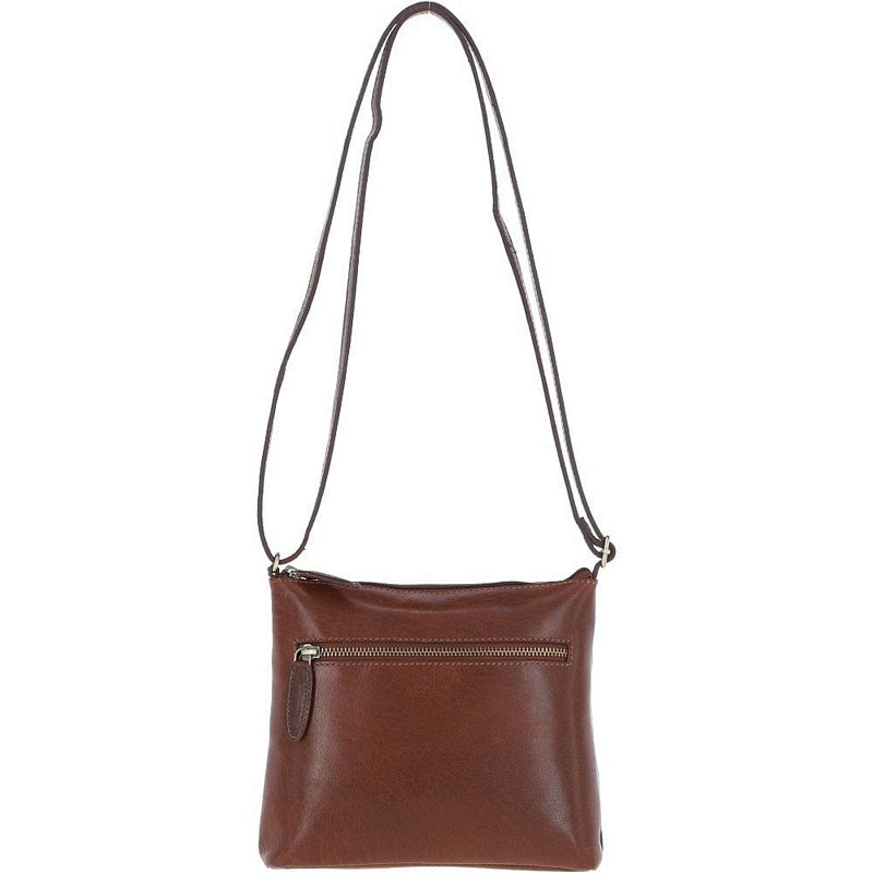 Ashwood Leather Zip Top Leather Crossbody Bag T-89-Chestnut front