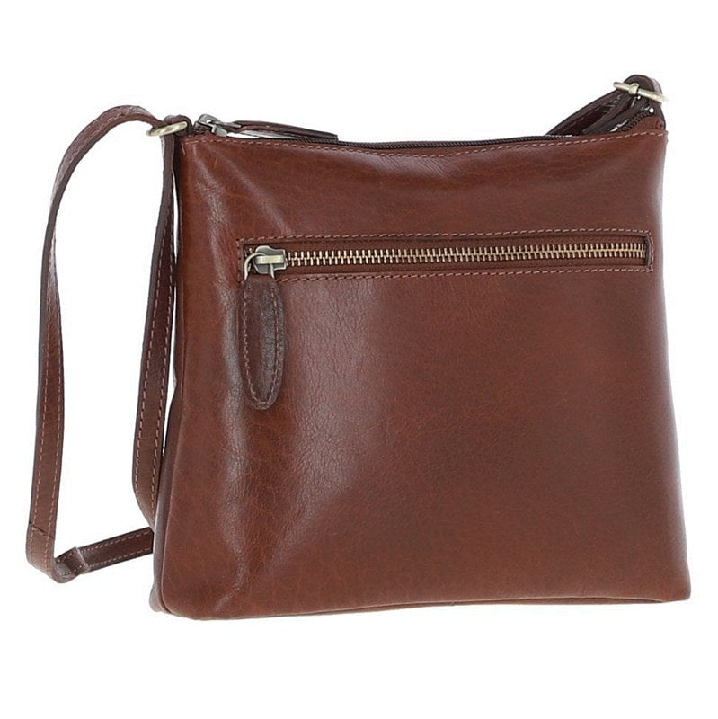 Ashwood Leather Zip Top Leather Crossbody Bag T-89-Chestnut ain
