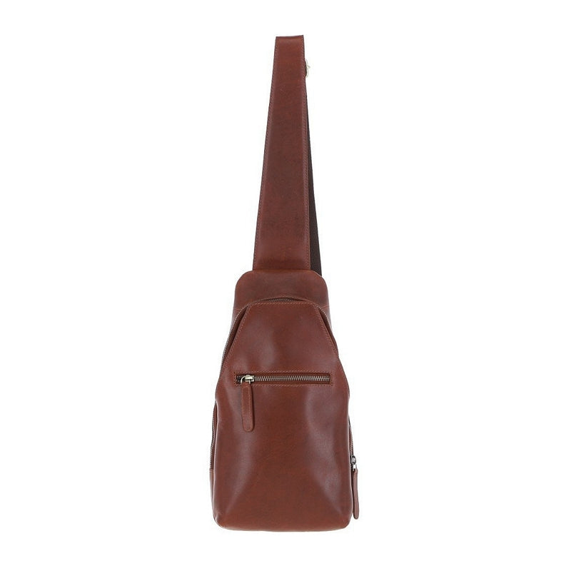 Ashwood Three Pocket Leather Sling Bag Chestnut K-43 front