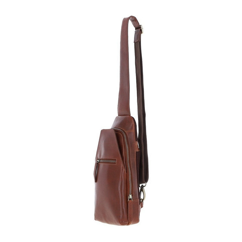 Ashwood Three Pocket Leather Sling Bag Chestnut K-43 side