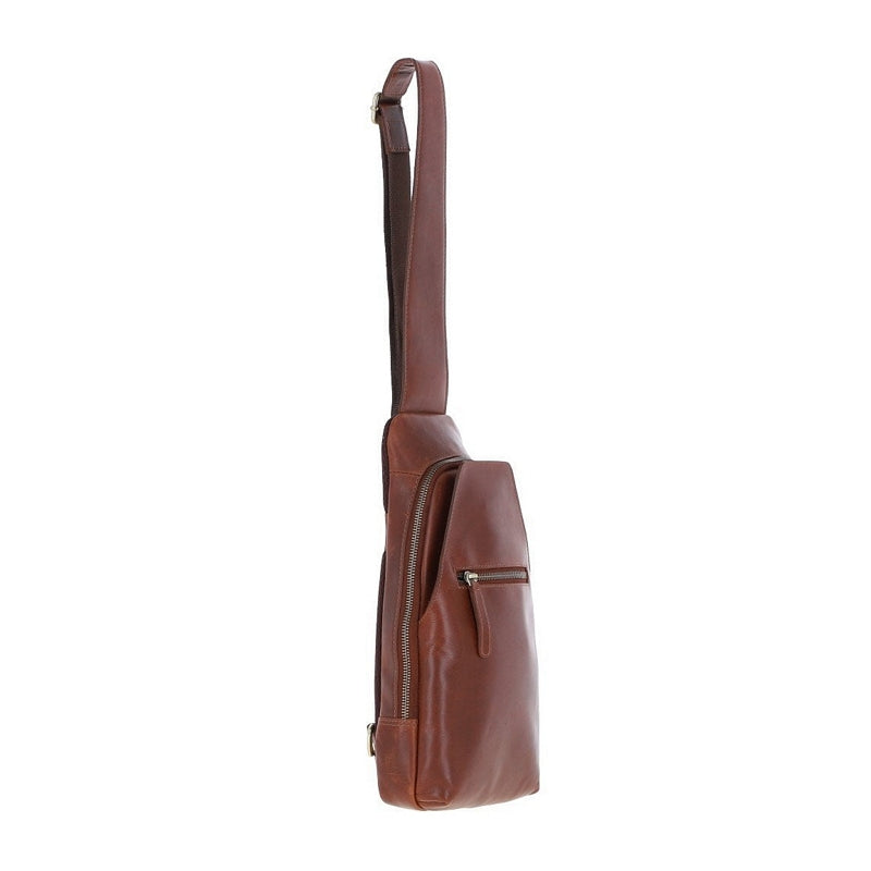 Ashwood Three Pocket Leather Sling Bag Chestnut K-43 side