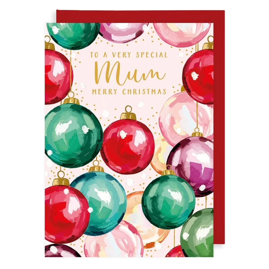 Baubles Christmas Card To A Very Special Mum AFRX290 front
