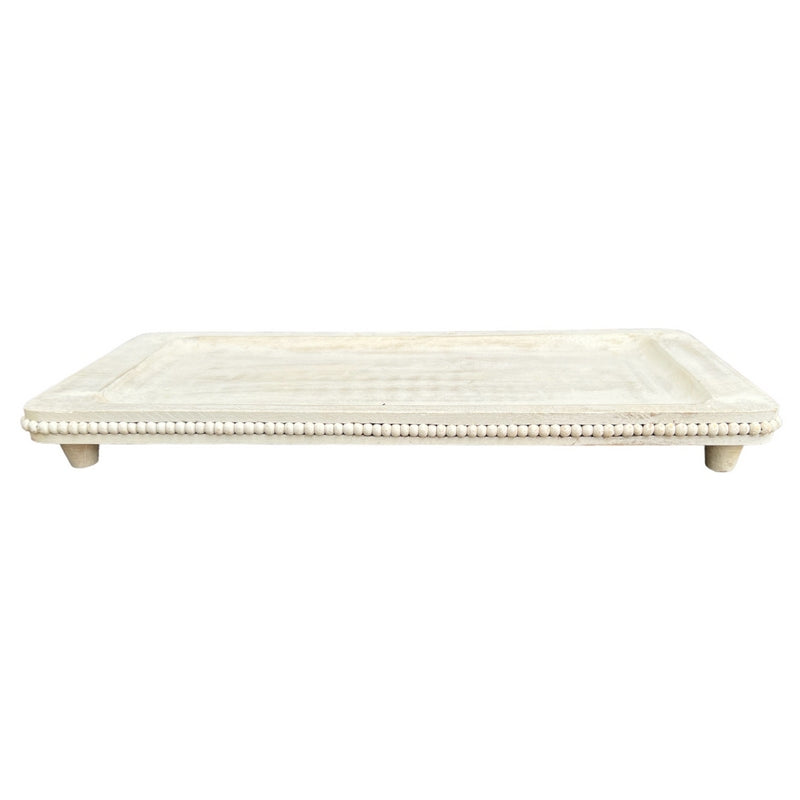 Beaded Mango Wood Footed Platter Large main