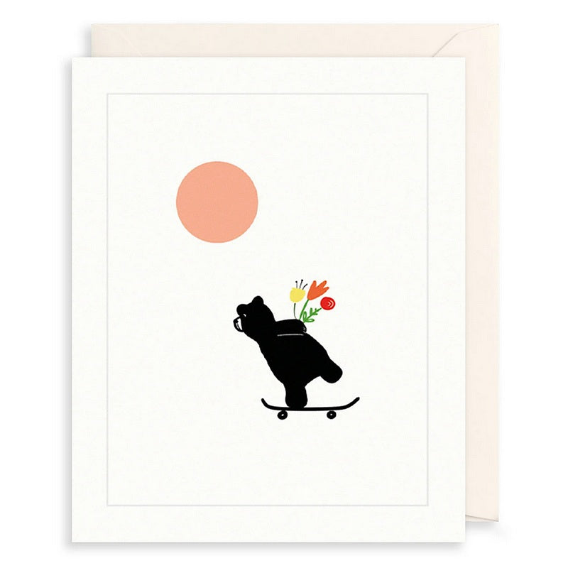 Bear on Skate Board Greetings Card BE39 front