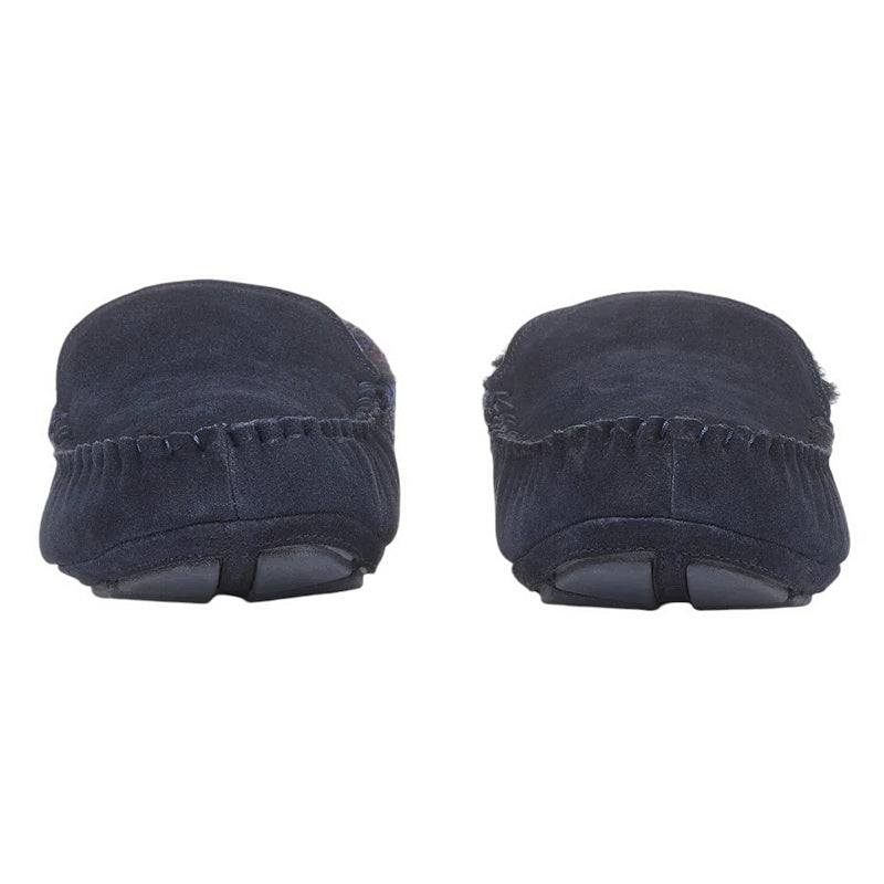 Bedroom Athletics Hanks Navy Suede Moccasin With Harris Tweed toes