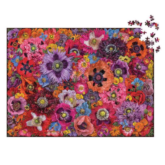 Bees in the Poppies 1000 Piece Jigsaw Puzzle nearly completed