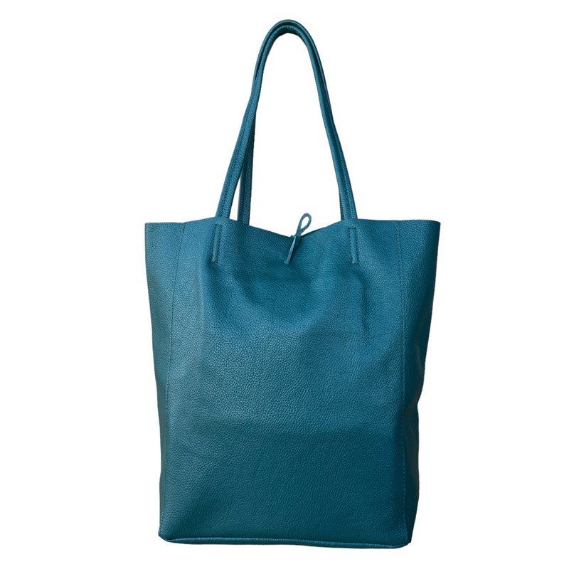 Big Leather Tote in Dark Teal PL215 rear