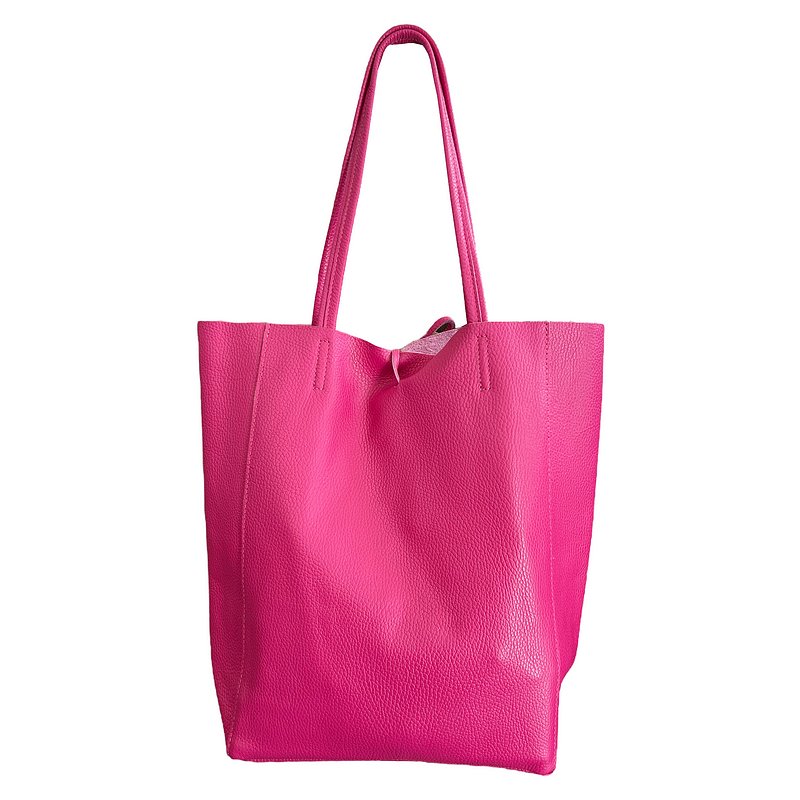 Big Leather Tote in Fuchsia PL215 rear
