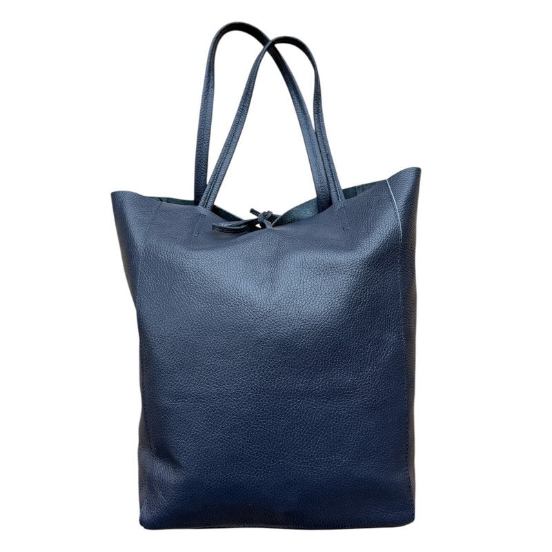 Big Leather Tote in Navy front
