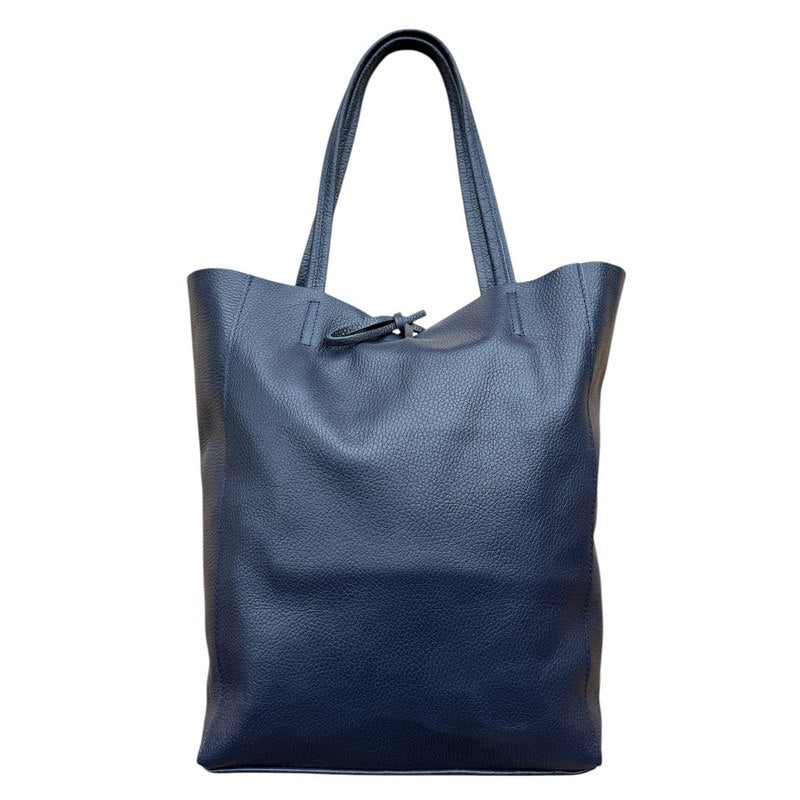 Big Leather Tote in Navy rear