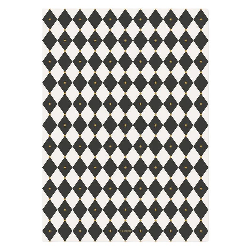 Black And White Harlequin Gold Foil Gift Wrap LGW27 flat
