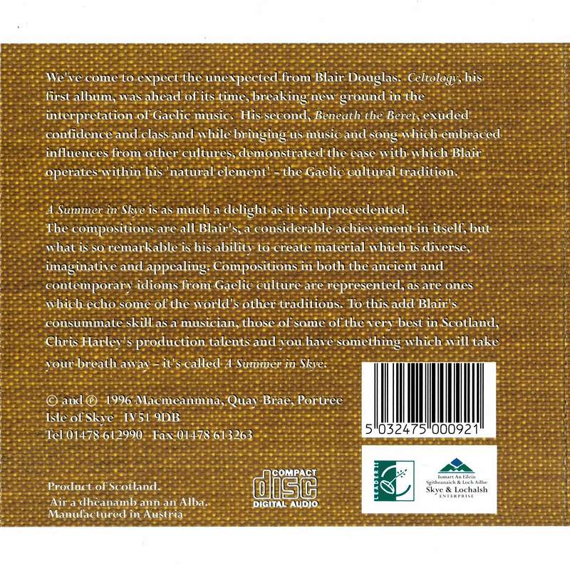 Blair Douglas - Summer In Skye CD rear