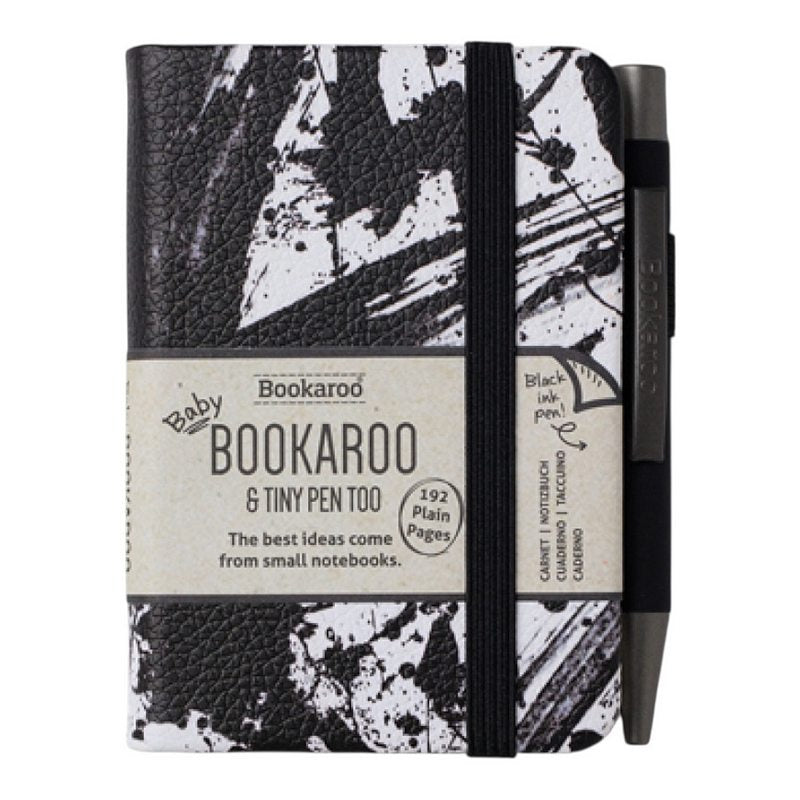 Bookaroo Baby Notebook & Pen Black & White Splatter front