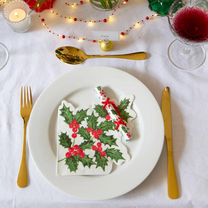 Botanical Holly Mini Saucer Crackers BC-SAUCER-V3 on table