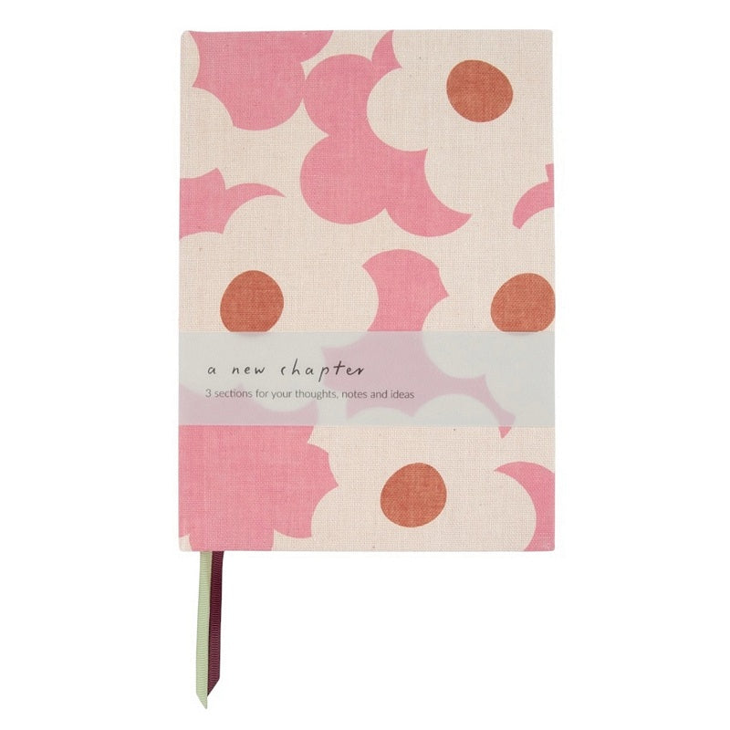 Caroline Gardner A5 Hardback Notebook 3 Section Pink Flower NTB106 front with belly band