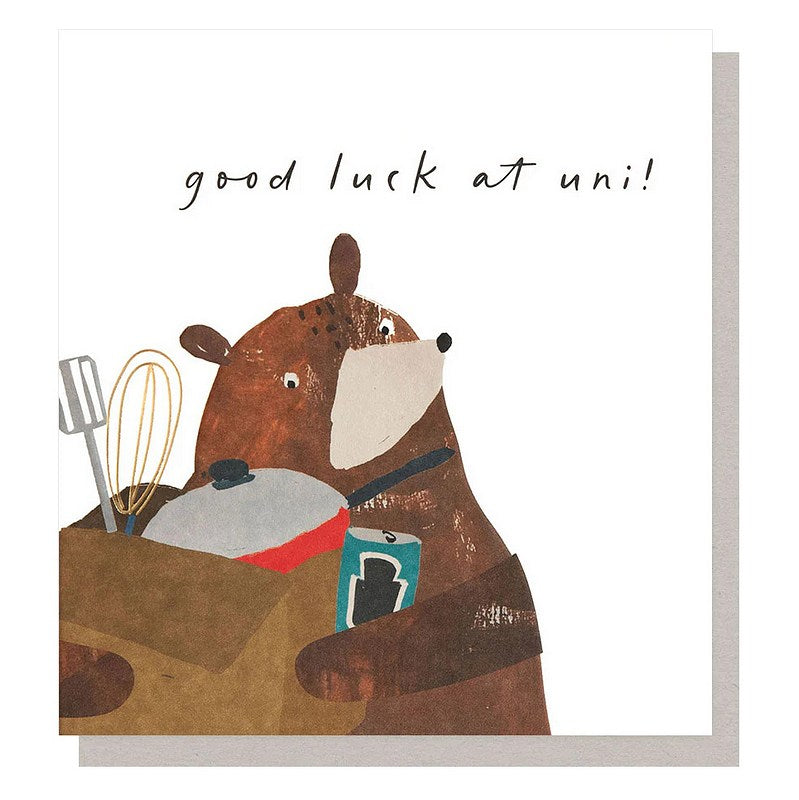 Caroline Gardner Bear & Box Good Luck At Uni Card SHW016 front