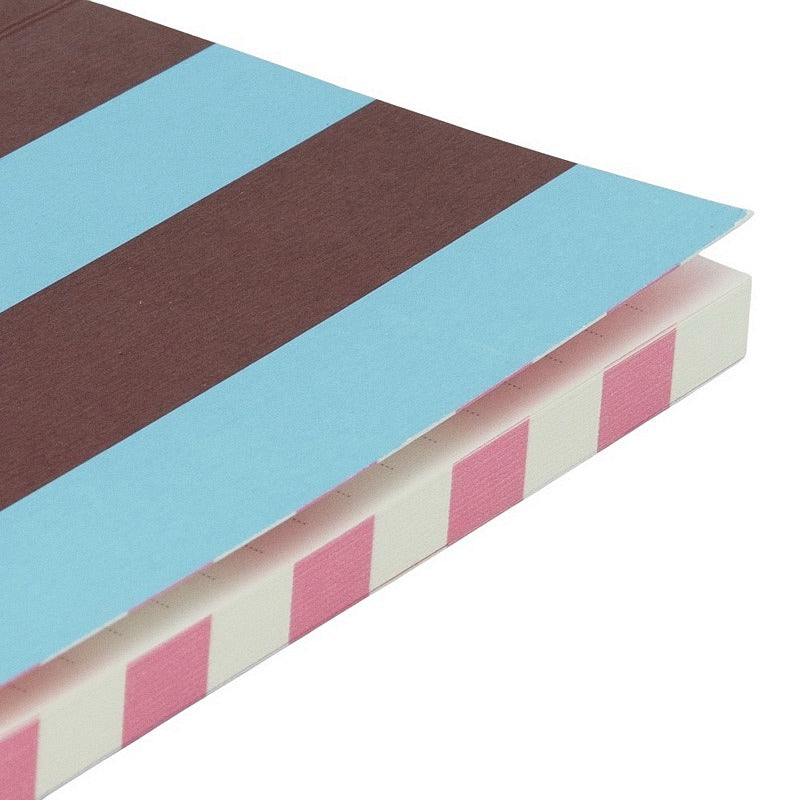 Caroline Gardner Blue and Wine Stripe A6 Thin Softback Notebook MNB107 side