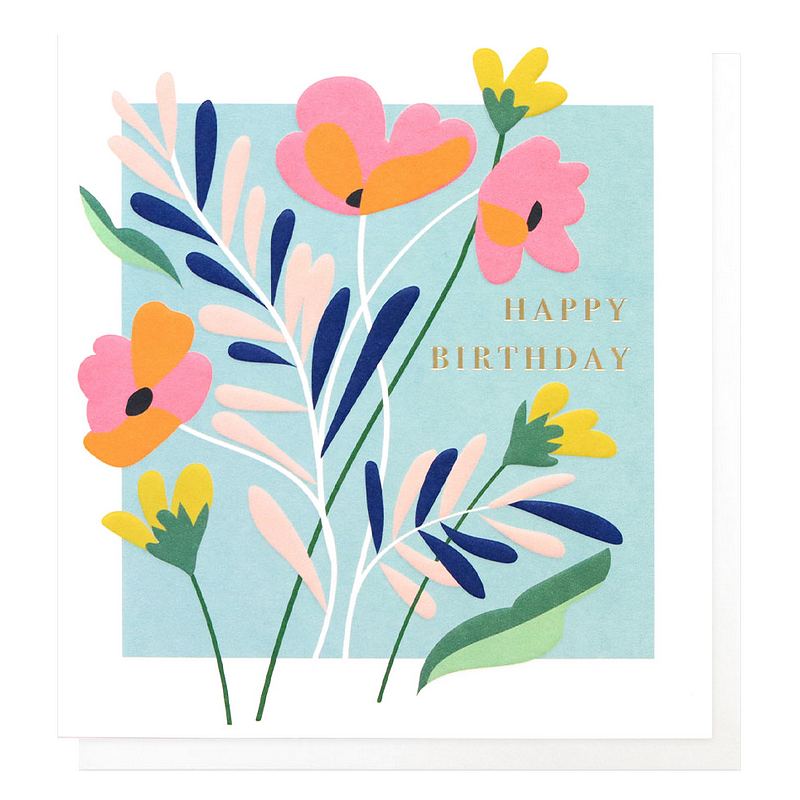 Caroline Gardner Happy Birthday Blue Floral MED009 front