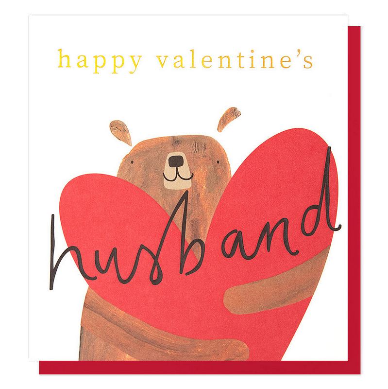 Caroline Gardner Happy Valentine's Husband Bear Holding Heart VAL019 front