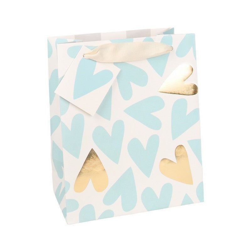 Caroline Gardner It's A Boy Blue Hearts Medium Gift Bag GBS742 front