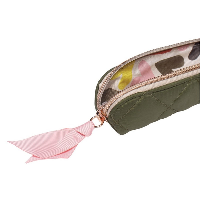 Caroline Gardner Khaki Diamond Quilted Essential Pencil Case EPC140 detail