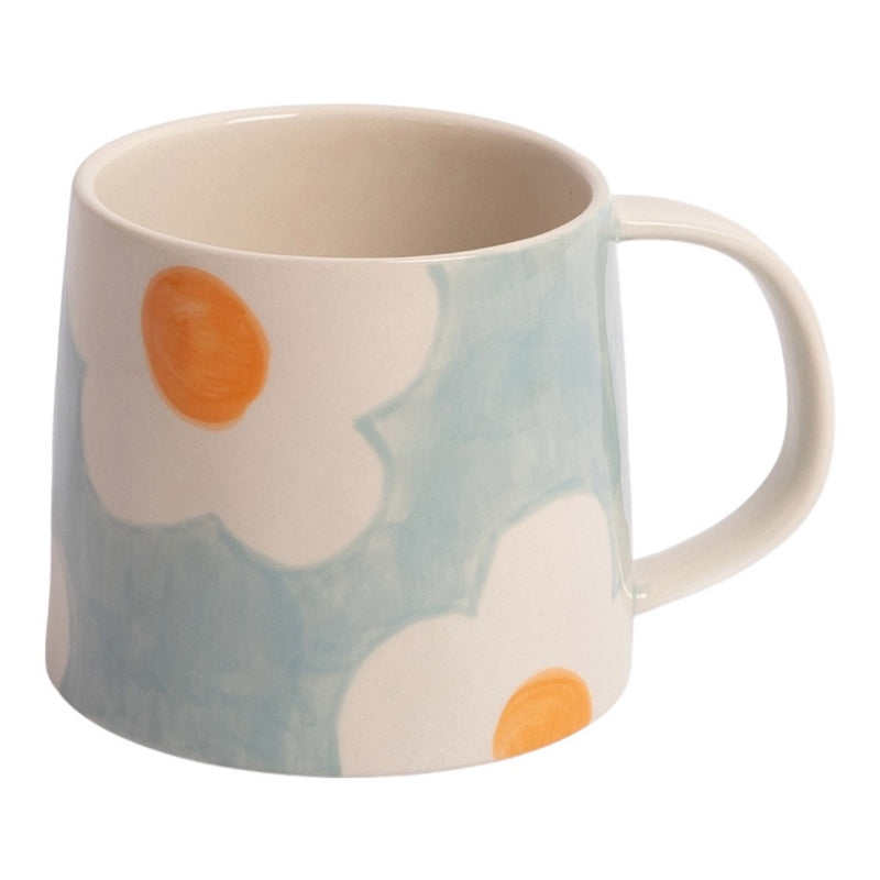 Caroline Gardner Light Blue Orange Flower Large Mug MGL100 front