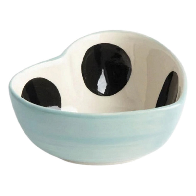 Caroline Gardner Mono Dots Heart Shaped Blue Ceramic Trinket Bowl SHB101 main