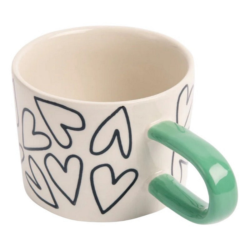 Caroline Gardner Mono Outline Hearts Ceramic Mug MGG108 top