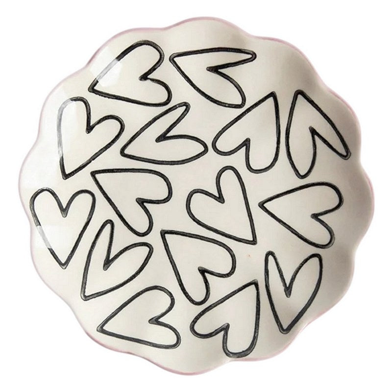 Caroline Gardner Outline Hearts Scalloped Trinket Tray CRM117 main