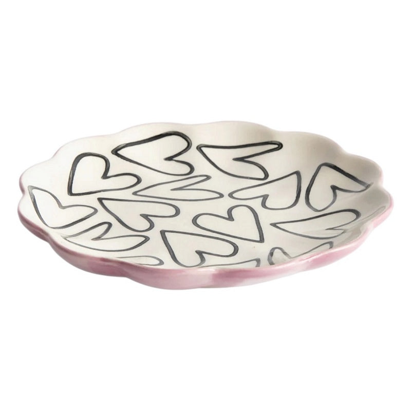 Caroline Gardner Outline Hearts Scalloped Trinket Tray CRM117 side