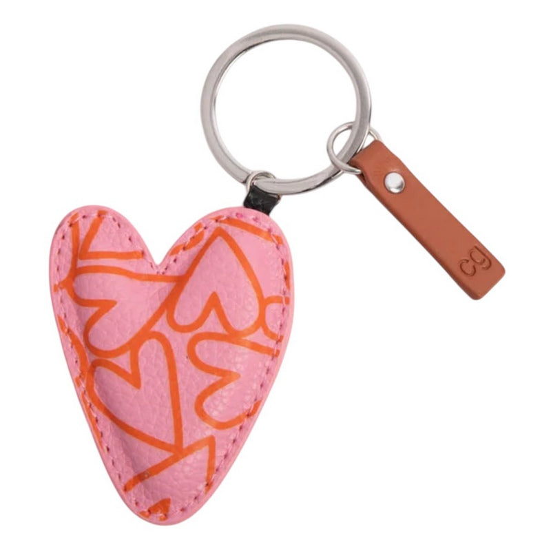Caroline Gardner Pink Hearts Printed Heart Keyring PKY105 main