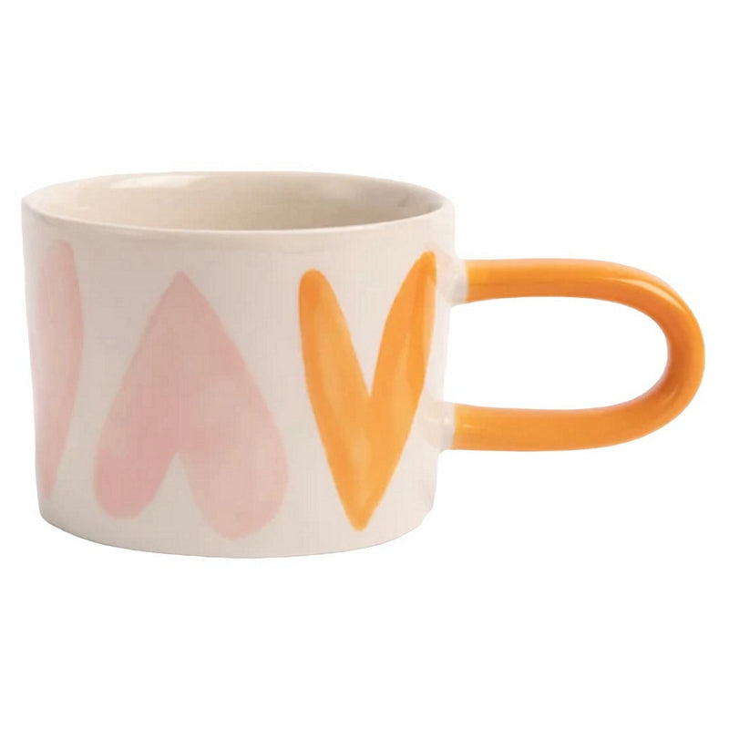 Caroline Gardner Pink Orange Hearts Ceramic Mug MGG106 front