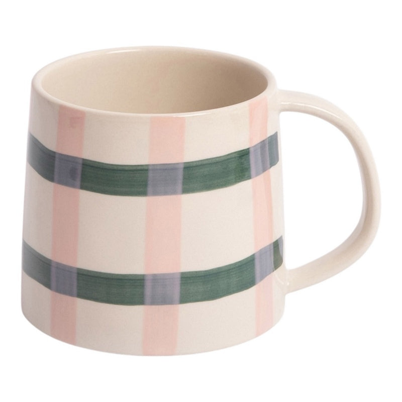 Caroline Gardner Pink & Teal Check Large Mug MGL103 front