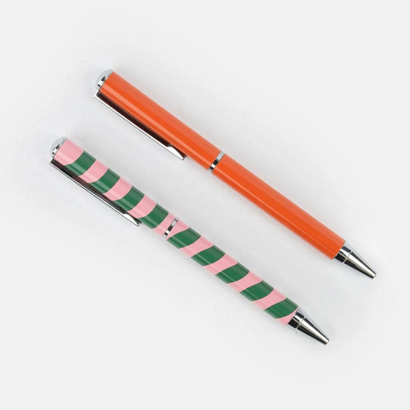 Caroline Gardner Set of 2 Boxed Pens - Orange & Wave Stripe TPN104 out of box