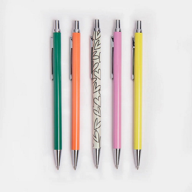 Caroline Gardner Set of 5 Gel Pens - Multi-coloured and heart FPK105 out of box