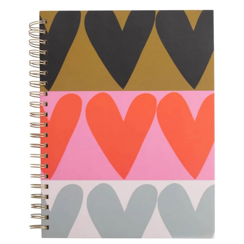 Caroline Gardner Spiral Notebook A4 Colourblock Hearts SPI110 front