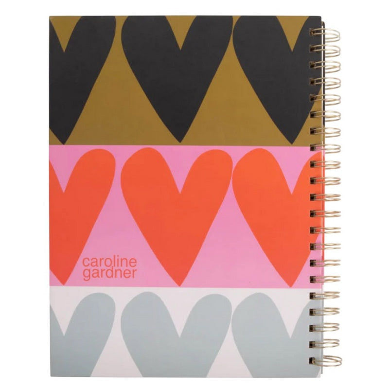 Caroline Gardner Spiral Notebook A4 Colourblock Hearts SPI110 rear